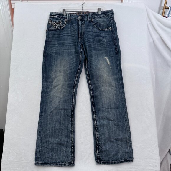 The Buckle Rock Revival Jeans Mens 36x32 Blue Relaxed Fit